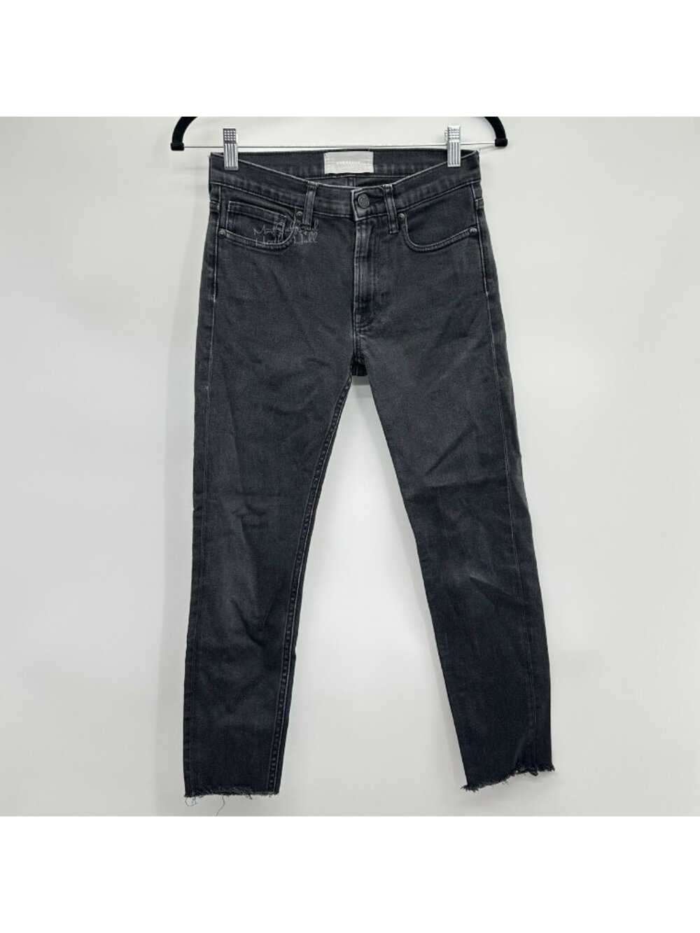 Everlane Black Raw Hem Straight Leg Ankle Jeans 25